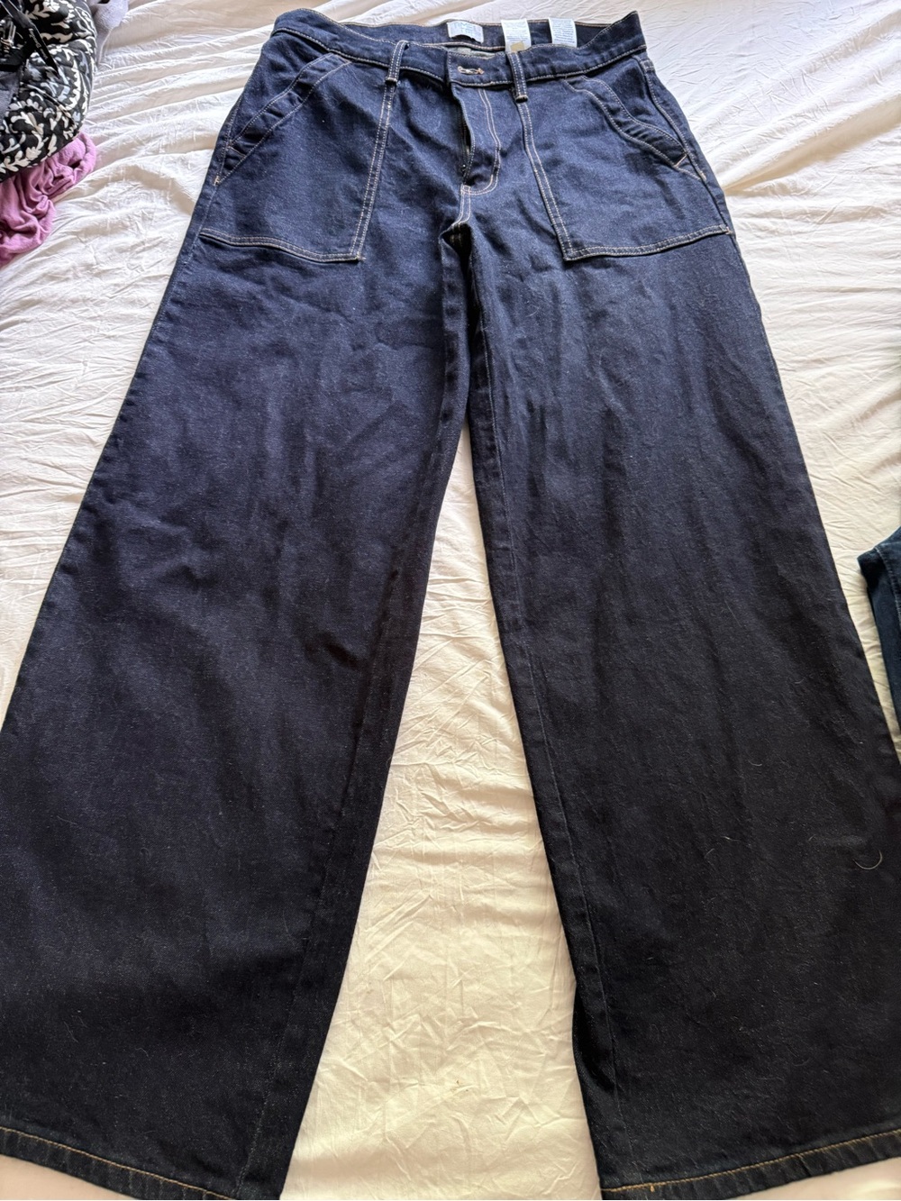 Time and Tru Wide Leg Dark Blue Jeans - Flare Hem